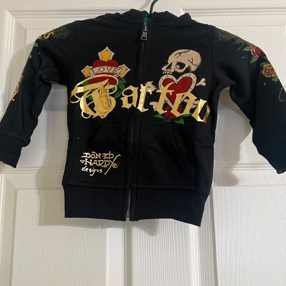 New Ed Hardy Kids Cross Love Hoodie Long Sleeve Sweatshirt Size 2T Bling - Picture 2 of 5
